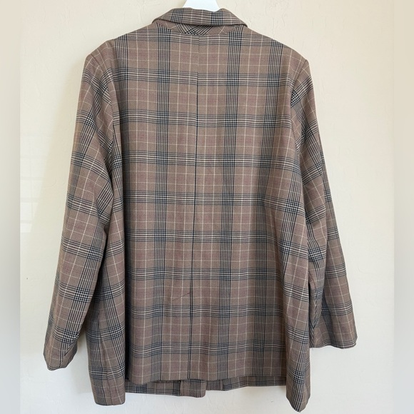 Old Navy Plaid Relaxed Blazer Suit Jacket Plus Size XXL Brown Neutral Academia - Picture 9 of 9